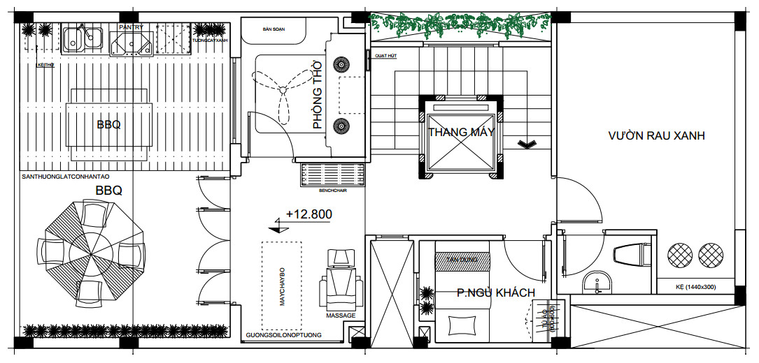 Nội thất đẹp nhà phố hiện đại - sân thượng