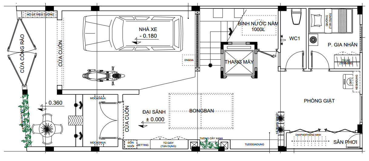 Nội thất đẹp nhà phố hiện đại - mặt bằng