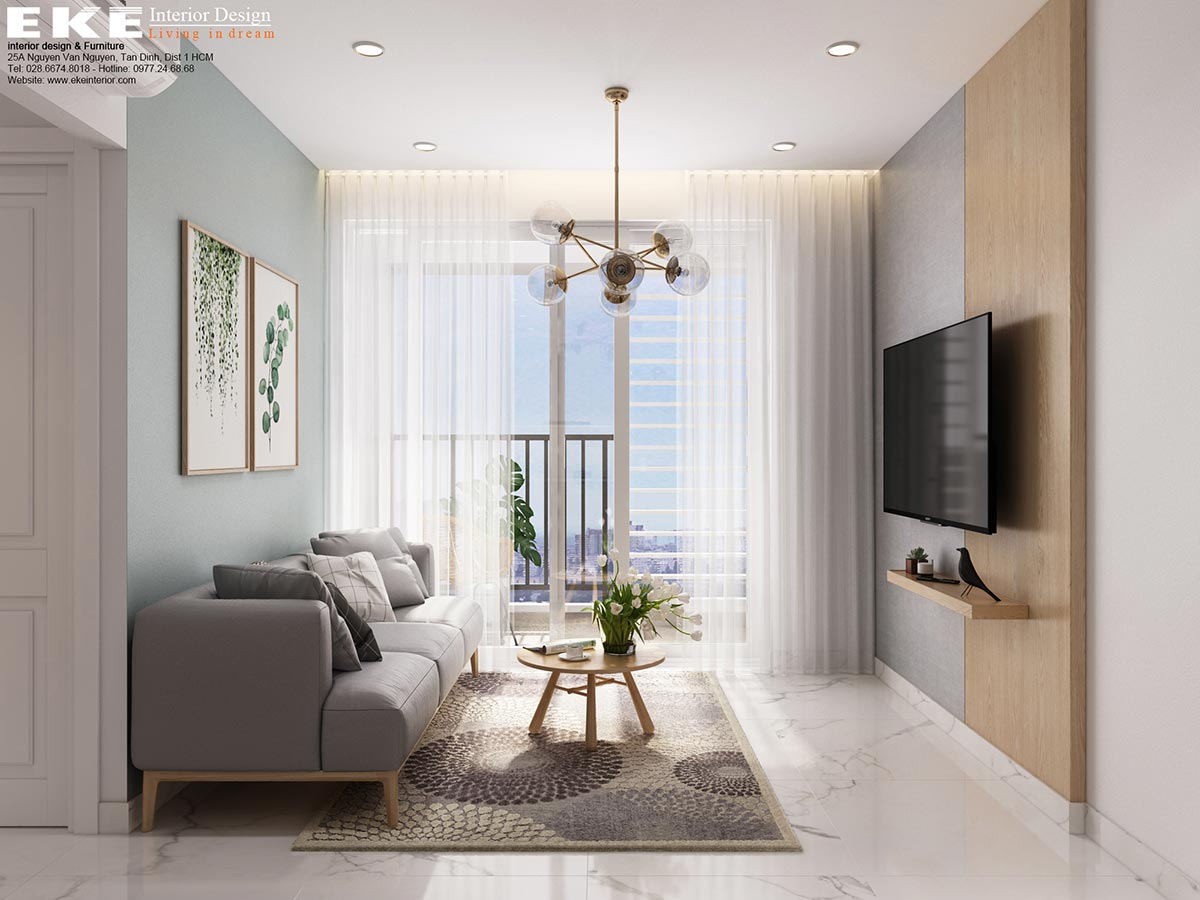 Thiết kế nội thất căn hộ Orchard Parkview 2 phòng ngủ - Phòng khách