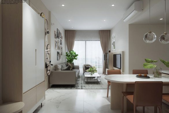 Thiết kế nội thất phòng khách chung cư Safira Khang Điền q9
